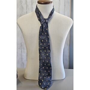 Joseph Abboud Silk Blue Tie Tan Diamonds Men Necktie 58 x 4 Please Read